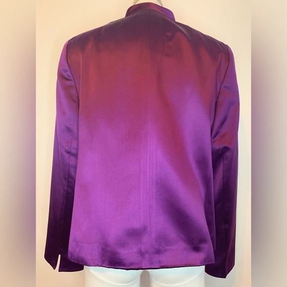 Akris Silk Amethyst Birdie Tuxedo Jacket/Blazer SZ US 12! - Picture 2 of 14